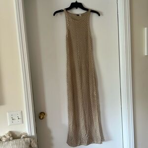 Women’s Sleeveless Knit “mesh” Like Midi Dress Pool Coverup